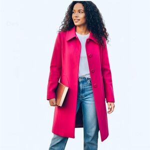 INC Women’s Deep Pink Wool Blend Long Sleeve Coat. Size S
